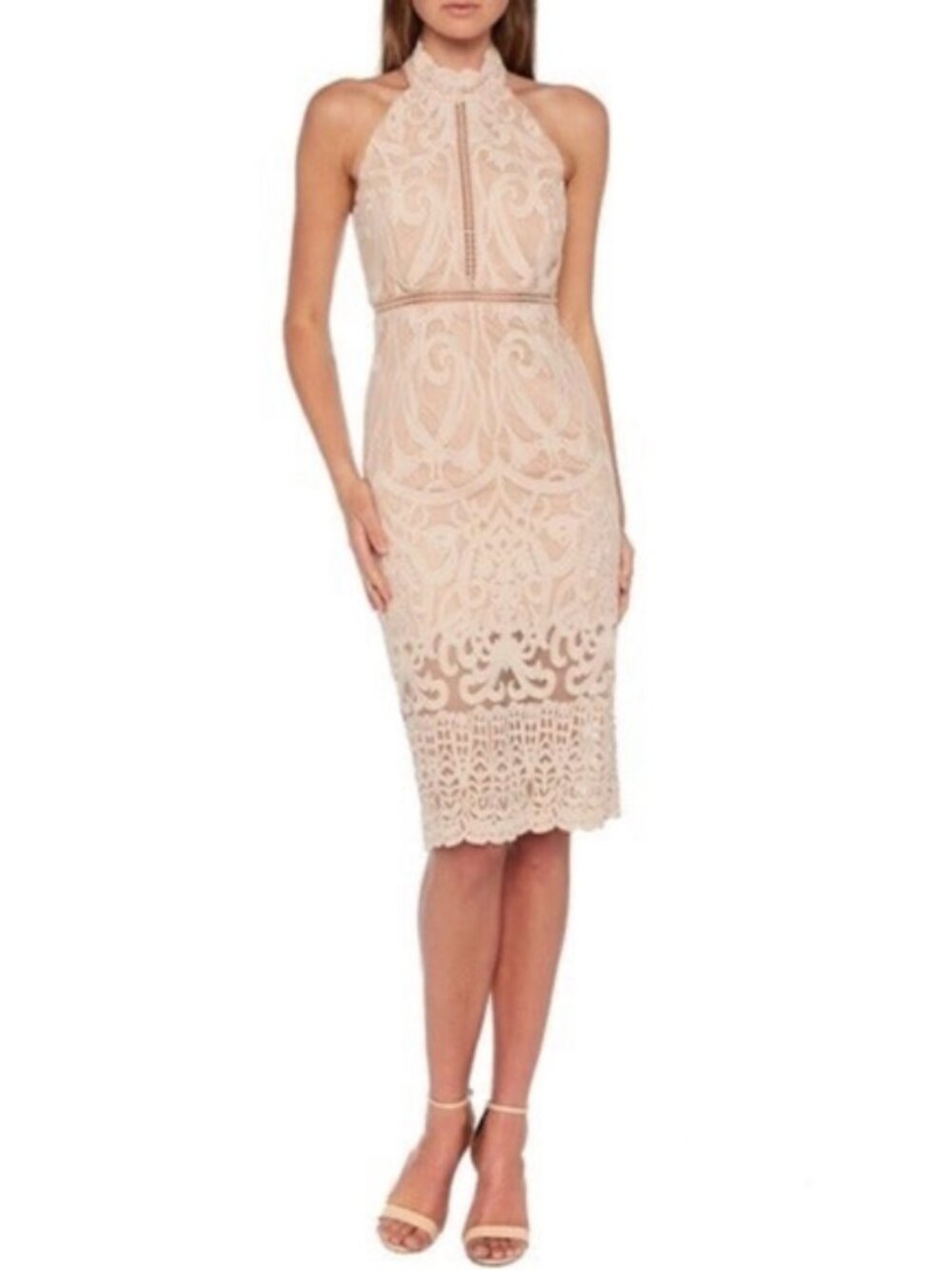 BARDOT Hana Lace Halter Dress - 8, M - Cocktail Wedding Party, Pink Rose